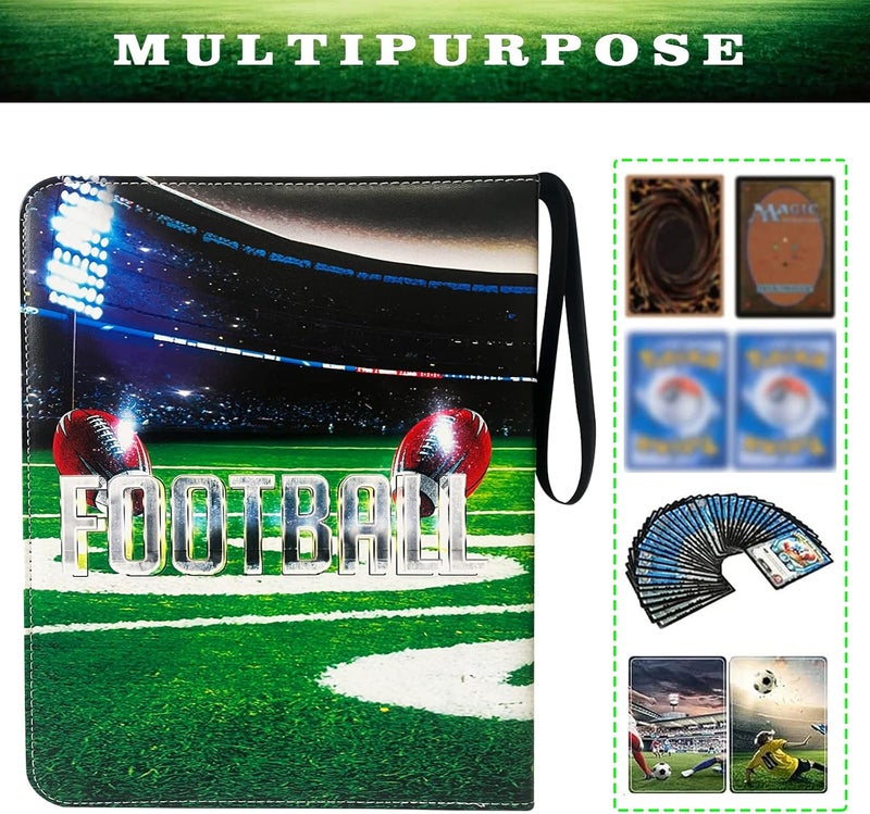 Rmannke 400 Pockets Football Cards Binder,Trading Cards Holder Card Collectors Album,Trading Card Binder 4 Pocket with 50 Removable Sleeves - Image 3